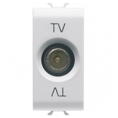 Toma Coaxial TV  - conector iec macho 9,5MM - directa + paso de corriente - 1 módulo - blanco brillante - Chorusmart
